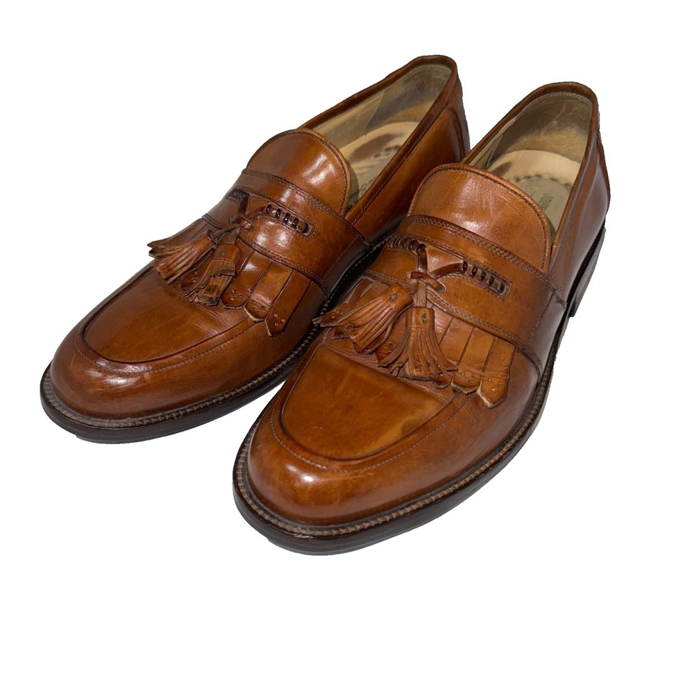 Johnston & Murphy brown leather tassel loafers Men's 9 M office business